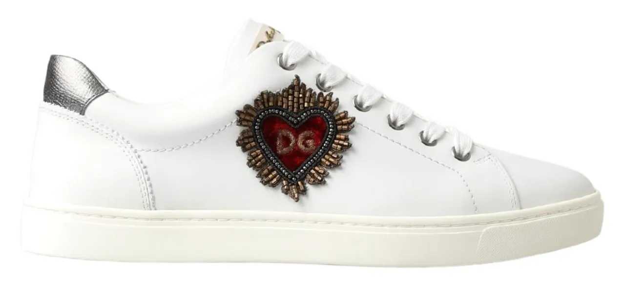 Dolce & Gabbana Men's Elegant White Leather Low-Top Sneakers