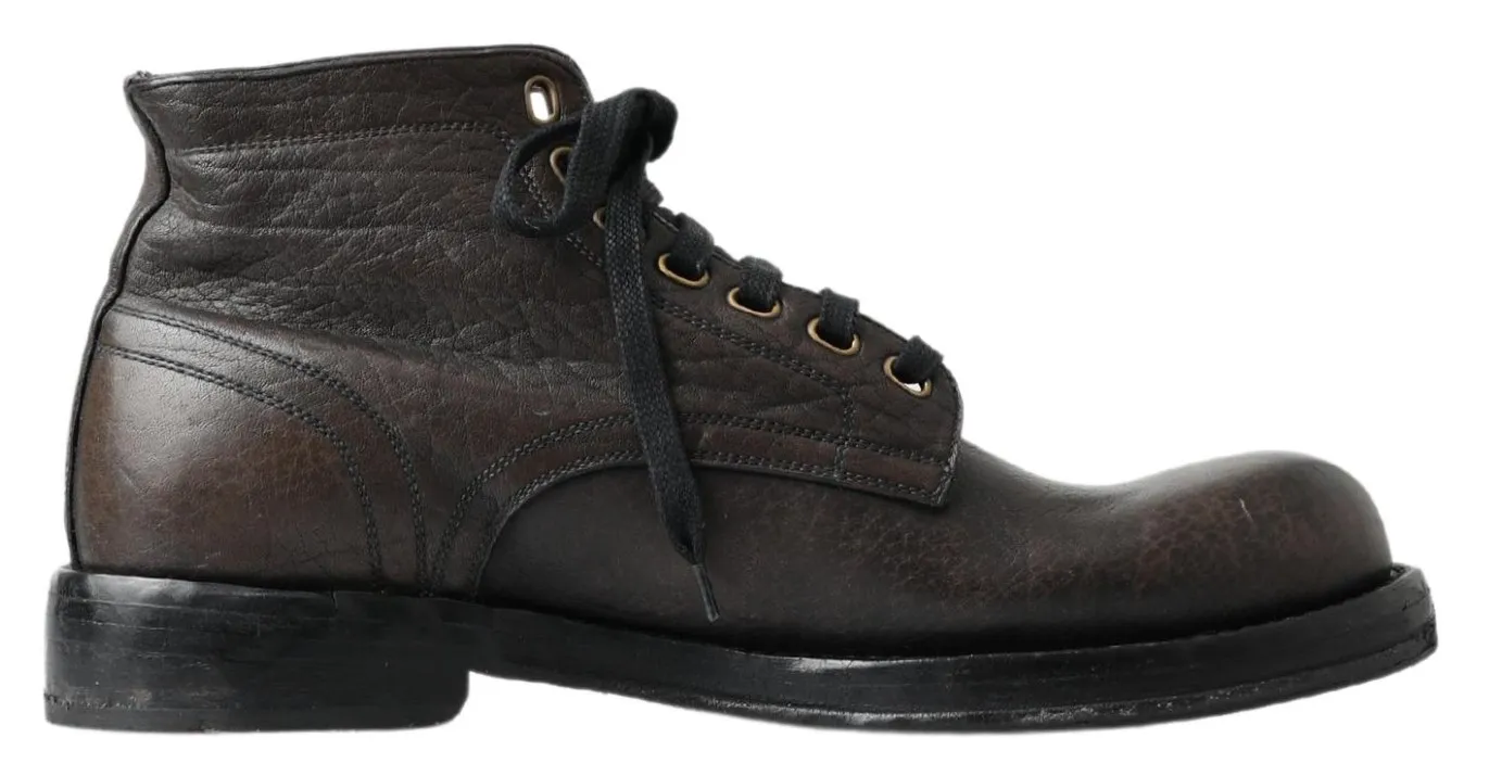 Dolce & Gabbana Men's Elegant Leather Lace-Up Boots for Men
