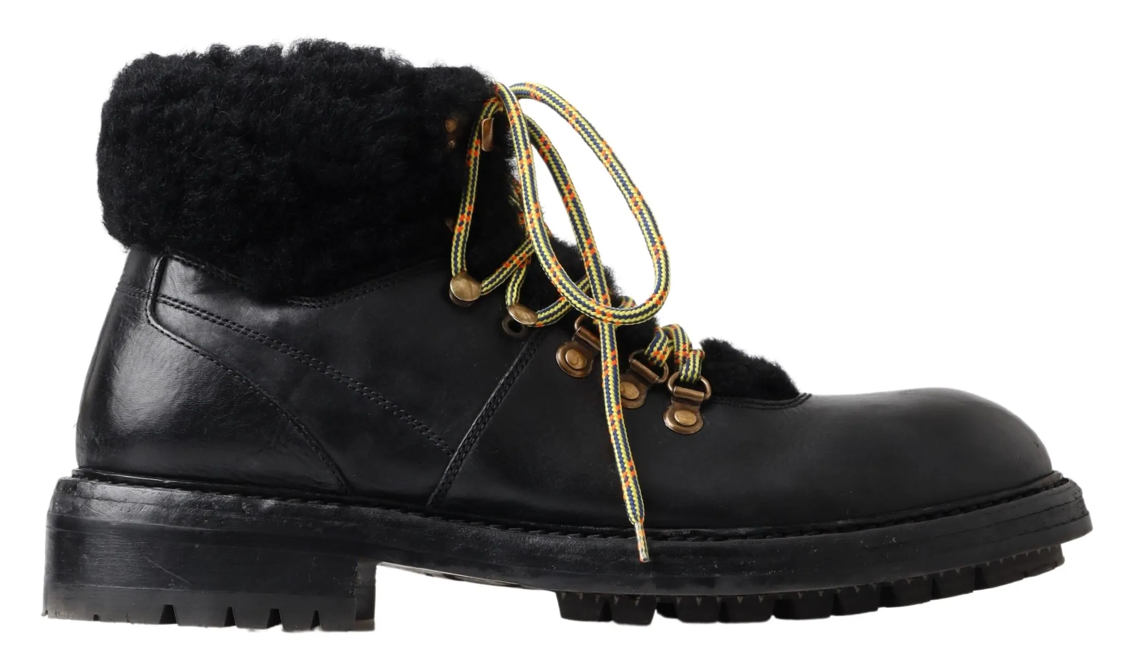Dolce & Gabbana Men's Elegant Shearling Style Men's Leather Boots