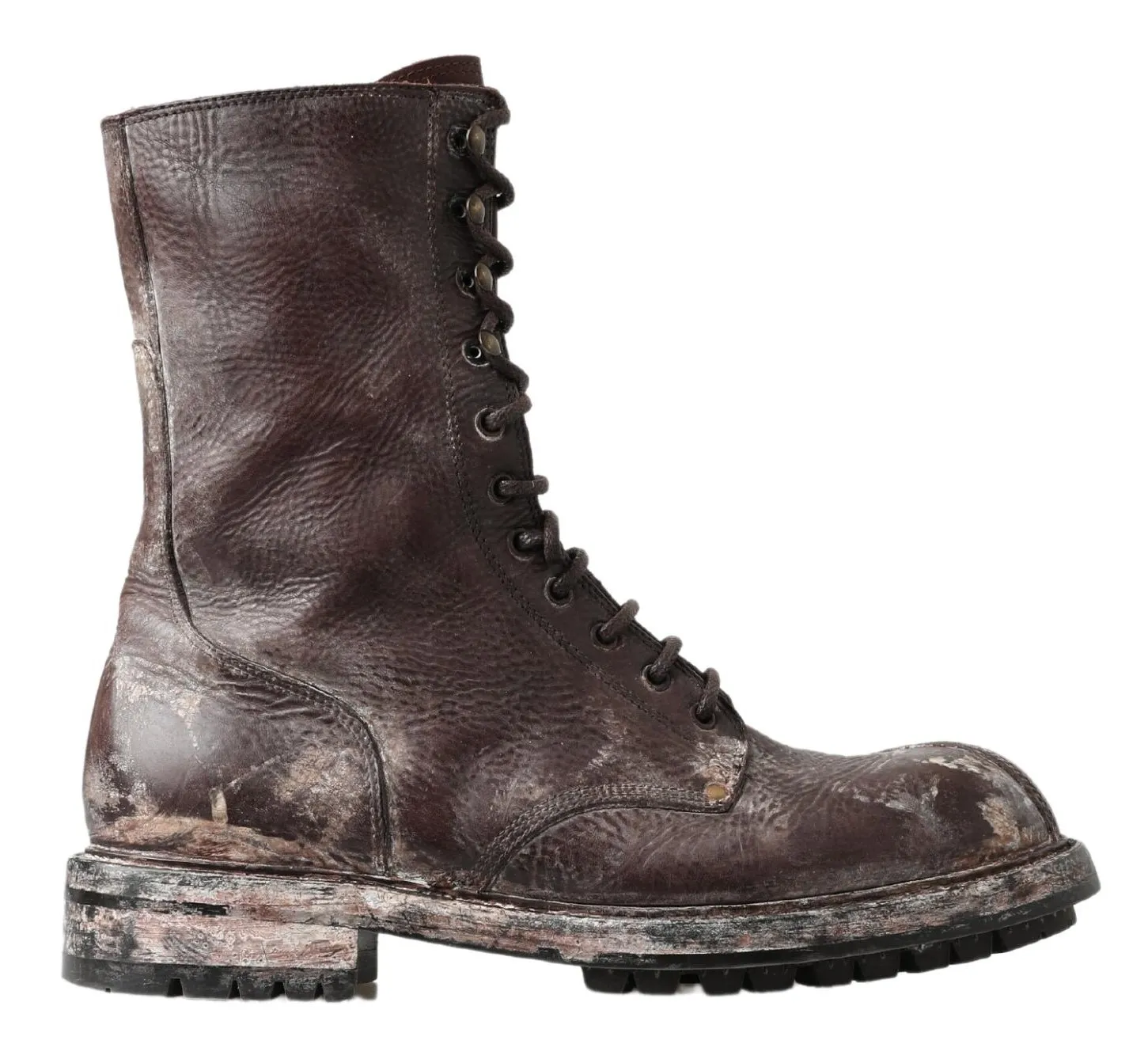 Dolce & Gabbana Men's Brown Leather Combat Boots  Dapper Style