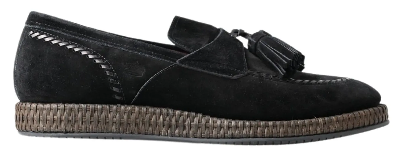 Dolce & Gabbana Men's Elegant Black Suede Espadrilles Sneakers