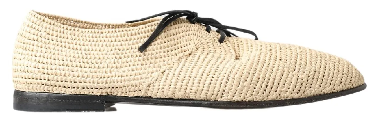 Dolce & Gabbana Men's Chic Beige Derby Lace-Up Casual Men's Shoes