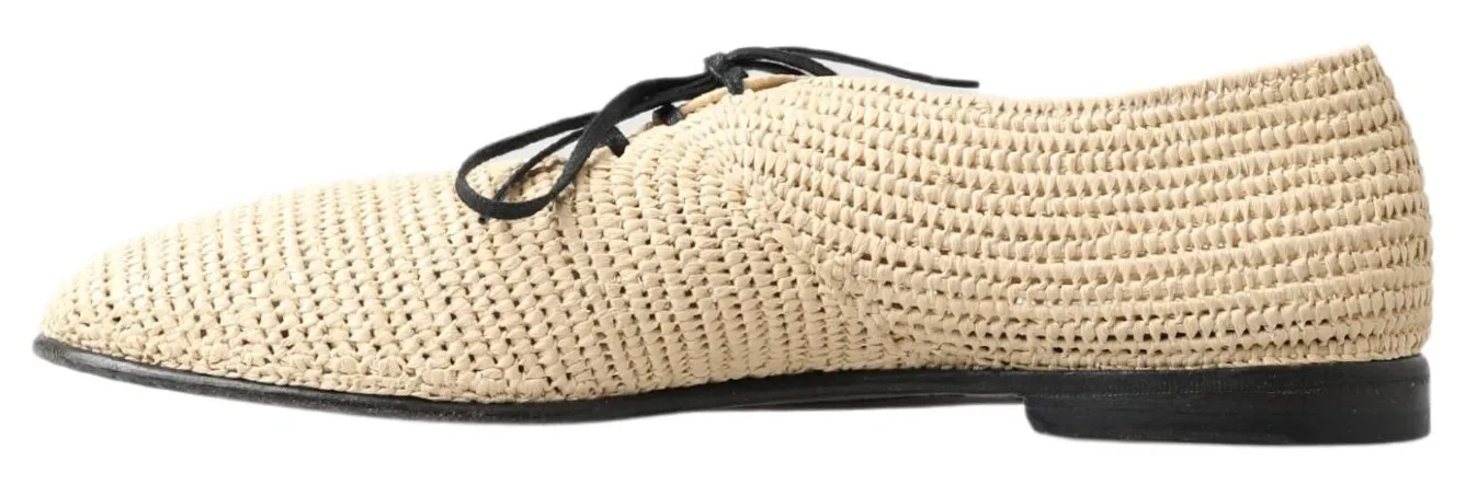 Dolce & Gabbana Men's Chic Beige Derby Lace-Up Casual Men's Shoes