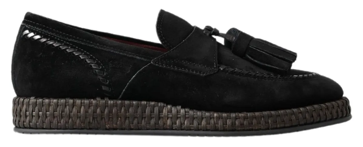Dolce & Gabbana Men's Chic Black Suede Espadrille Sneakers