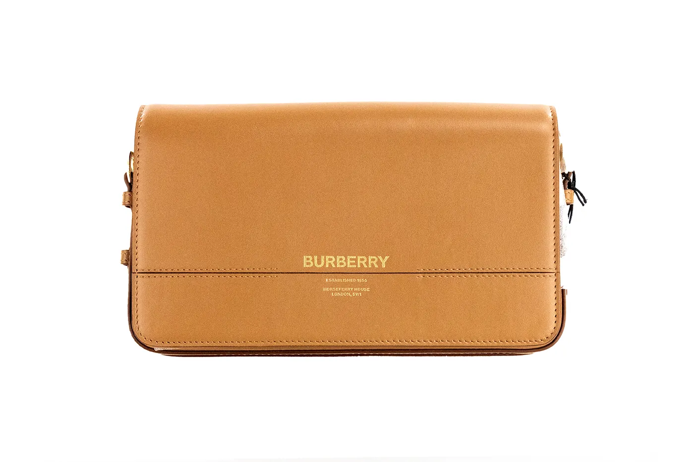 Burberry Women's Grace Small Nutmeg Smooth Leather Flap Crossbody Clutch Handbag Purse