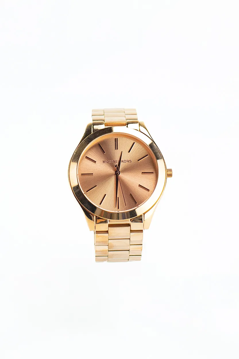 Michael Kors Women's MK3197 Slim Runway Mono Rose Gold-Toned Stainless Steel Watch