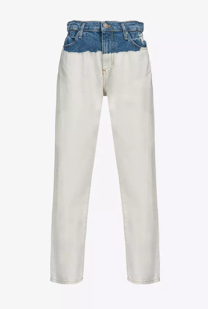 PINKO Women's White Gradient Cotton Denim Jeans