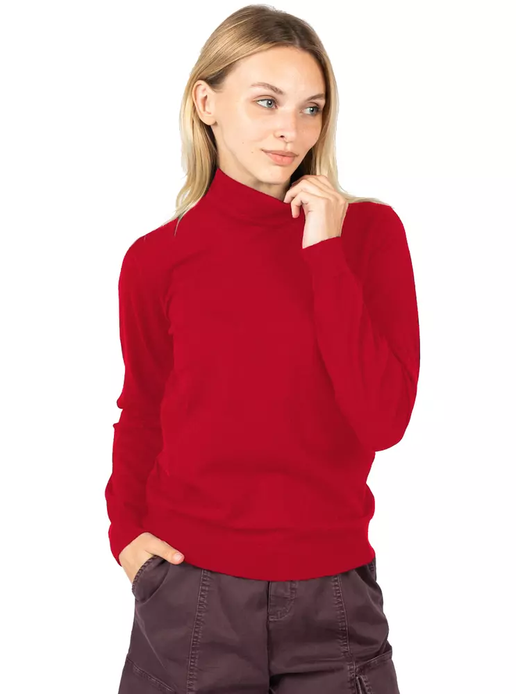 PINKO Women's Chic Red Turtleneck Sweater with Chest Embroidery