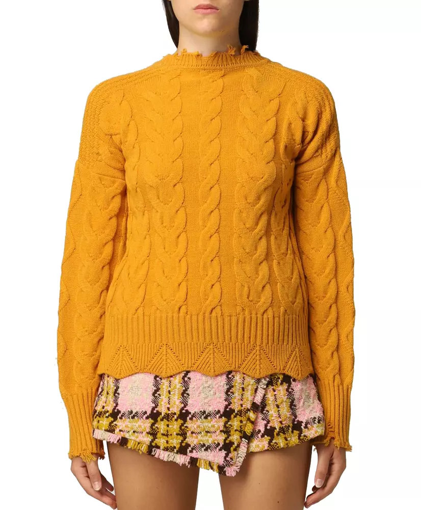 PINKO Women's Chic Yellow Crew Neck Sweater