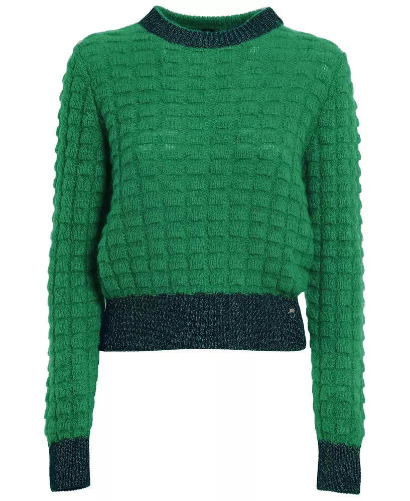 PINKO Women's Chic Alpaca Blend Crop Sweater with Lurex Accents