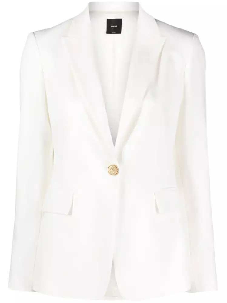 PINKO Women's Elegant White One-Button Blazer Jacket