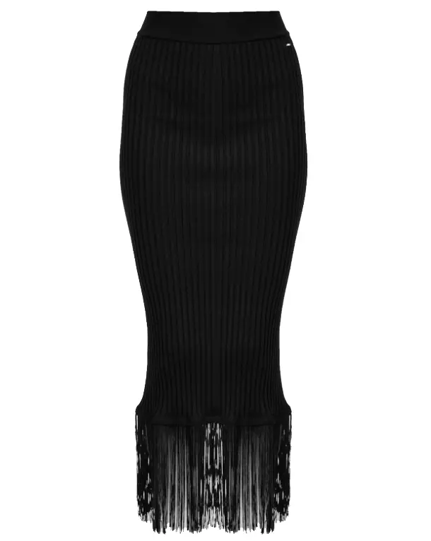 PINKO Women's Chic Ribbed-Fringe Pencil Skirt in Black