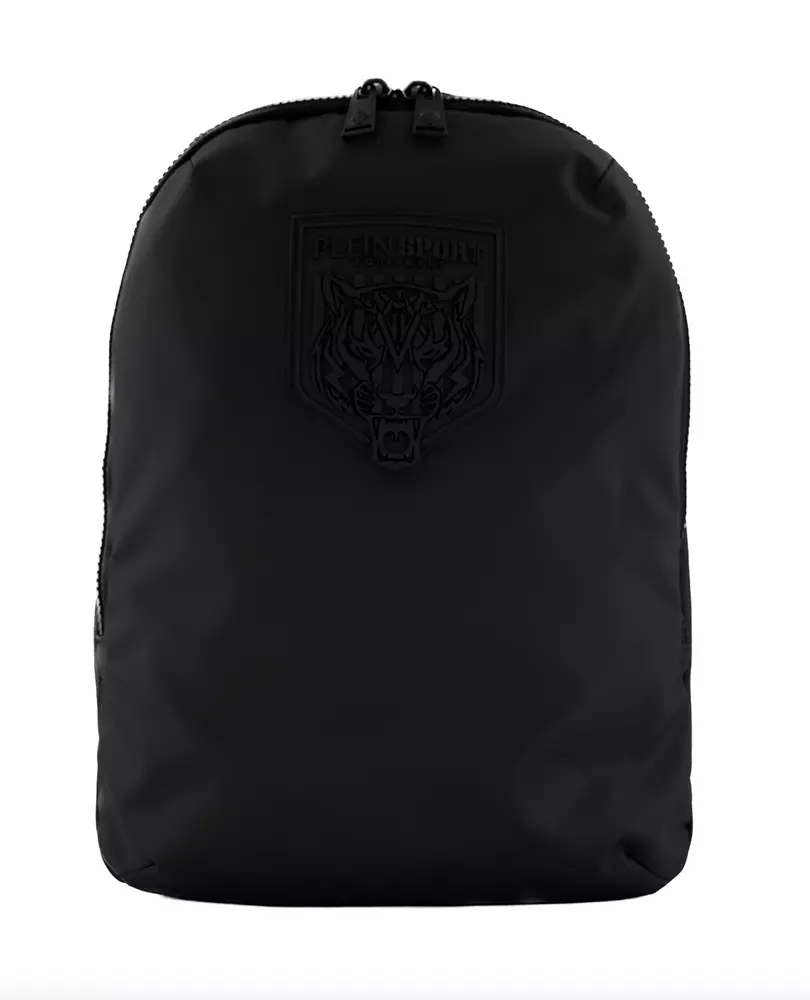Plein Sport Men's Sleek Black Nylon Backpack with Star Detailing