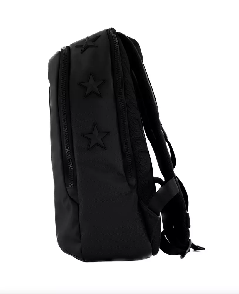 Plein Sport Men's Sleek Black Nylon Backpack with Star Detailing