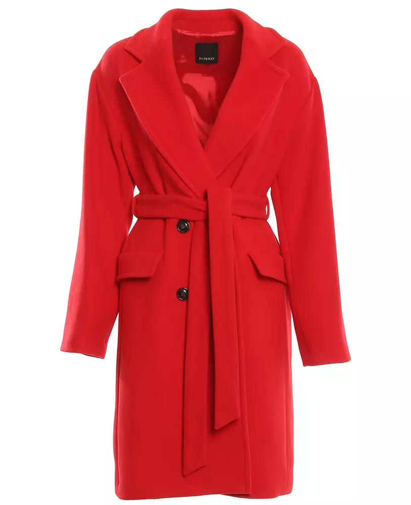 PINKO Women's Chic Double-Breasted Red Velor Coat