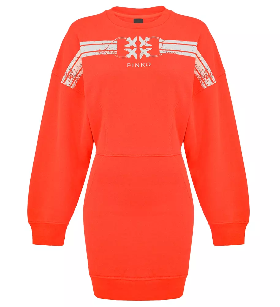 PINKO Women's Chic Red Logo Sweatshirt Dress