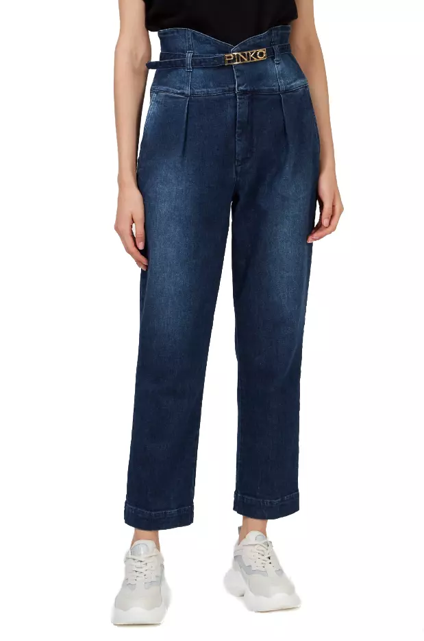 PINKO Women's Elevated High-Waist Bustier Jeans