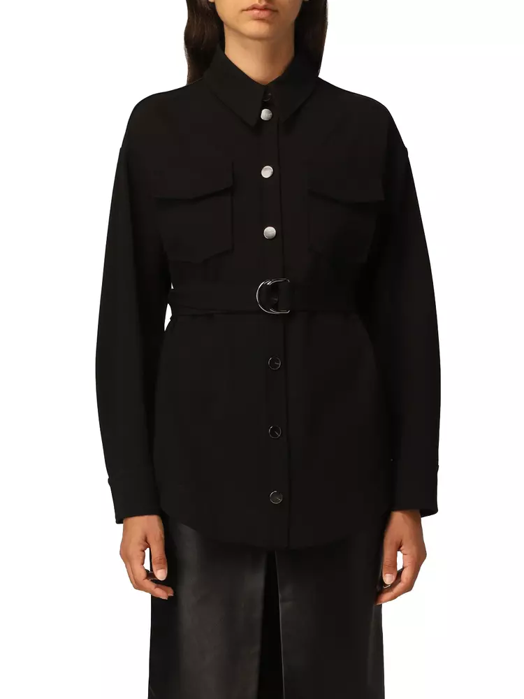 PINKO Women's Sophisticated Black Shirt Jacket with Belt