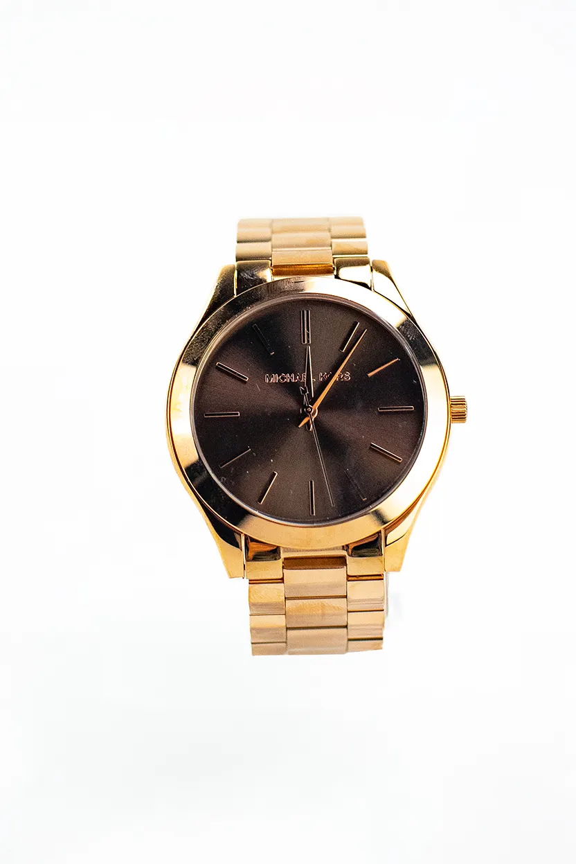 Michael Kors Women's Runway Gold Toned Stainless Steel Brown Dial Wrist Watch MK3181