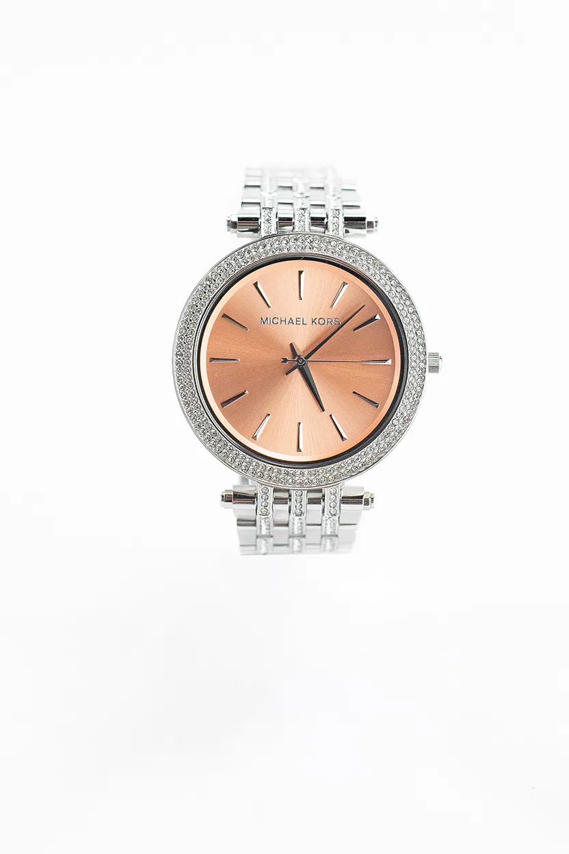 Michael Kors Women's Darci Glitz Silver Toned Stainless Steel Wrist Watch MK3218