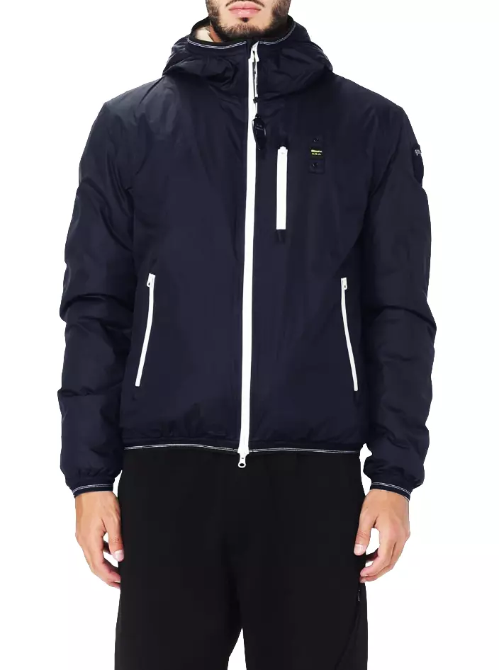 Blauer Men's Blue Nylon Eco-Fur Lined Jacket
