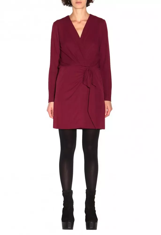 Liu Jo Women's Elegant Red Draped V-Neck Dress