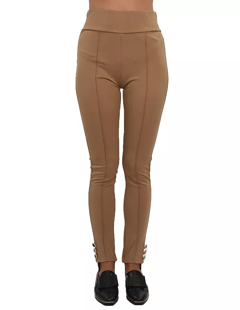 Liu Jo Women's Elegant Stretch Jersey Trousers with Decorative Buttons