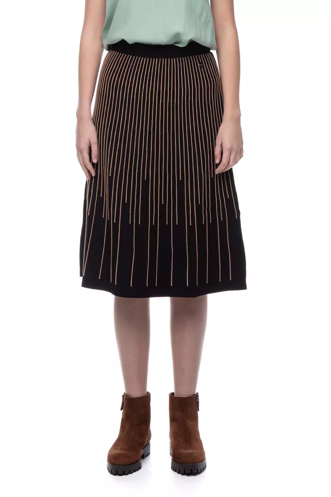 Twinset Women's Elegant Gold-Striped Midi Skirt