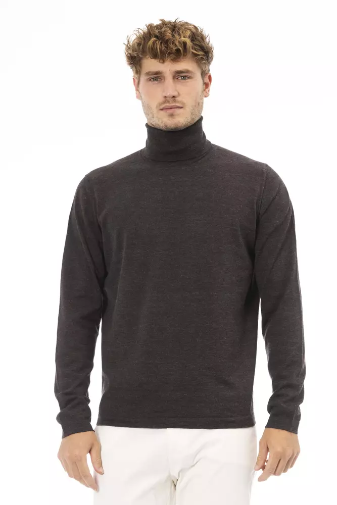 Alpha Studio Men's Brown Cashmere Men's Turtleneck Sweater