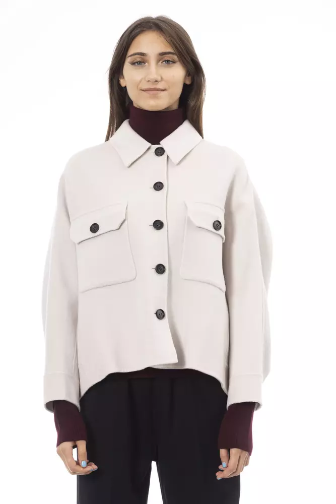 Alpha Studio Women's Elegant White Wool Blazer Jacket