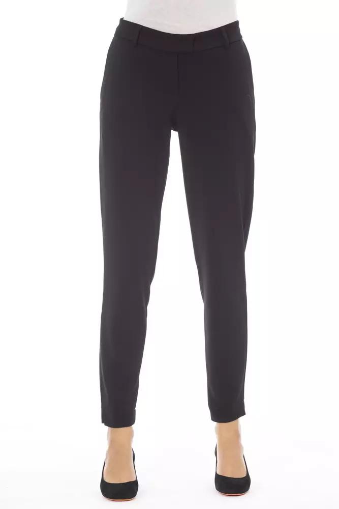 Alpha Studio Women's Black Polyester Women's Trouser