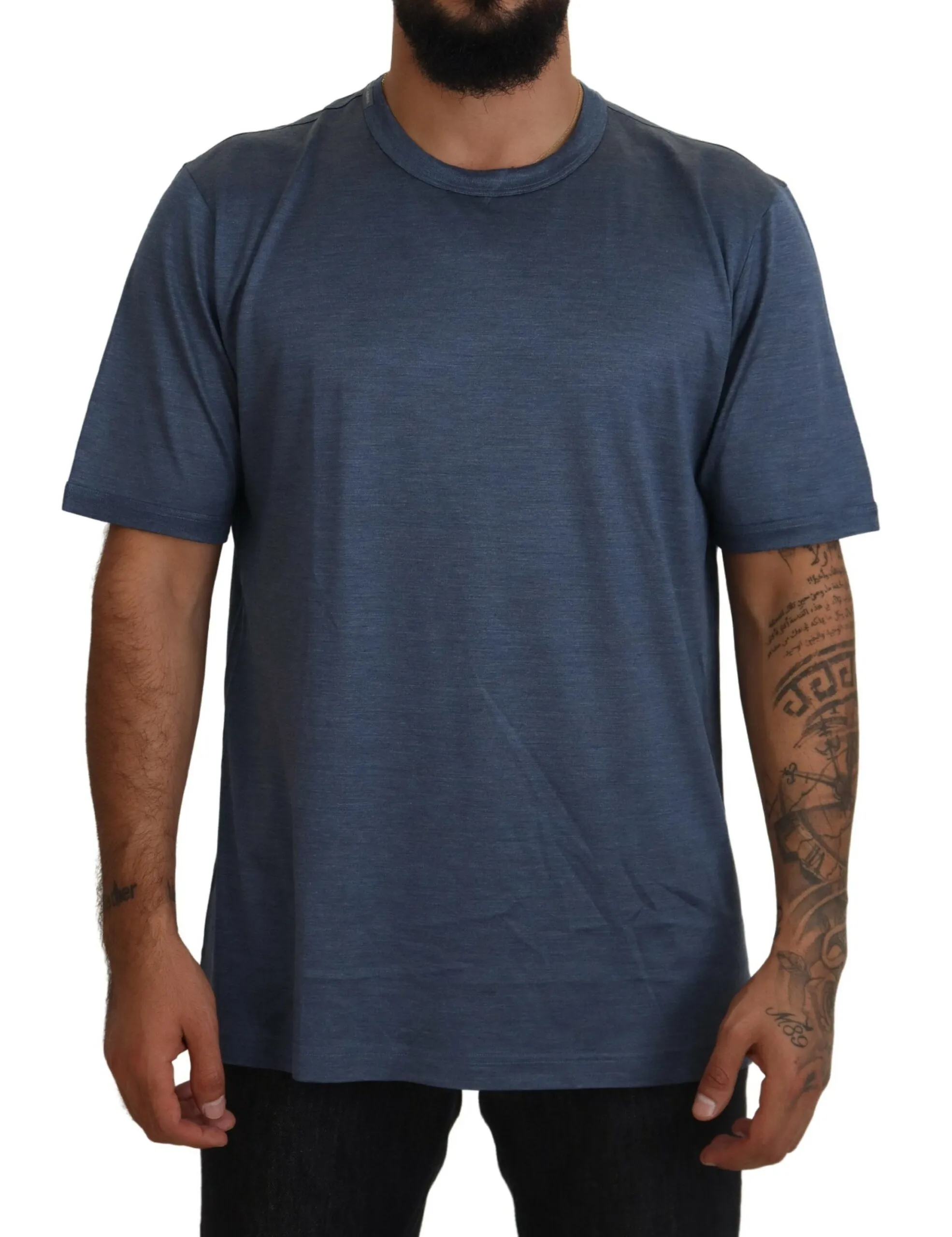 Dolce & Gabbana Men's Silken Blue Crewneck Tee  A Touch of Elegance