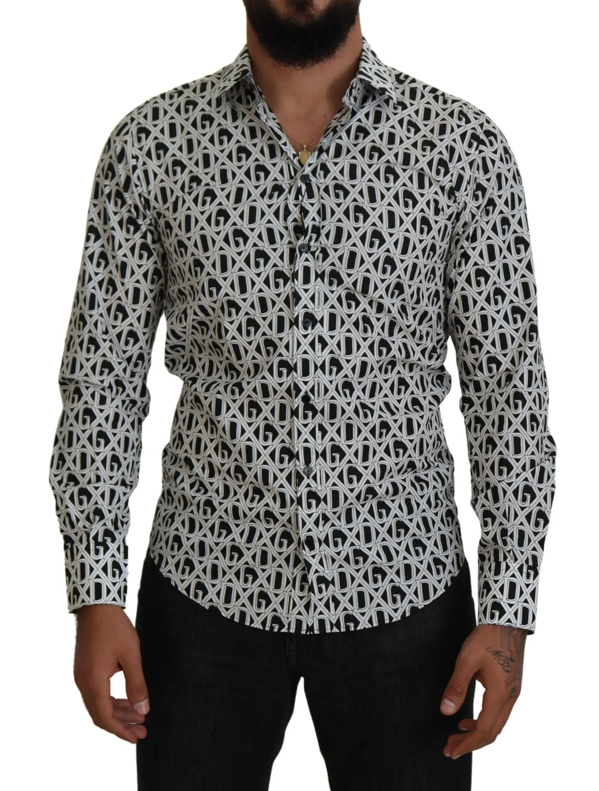 Dolce & Gabbana Men's Elegant Slim Fit Logo Print Shirt