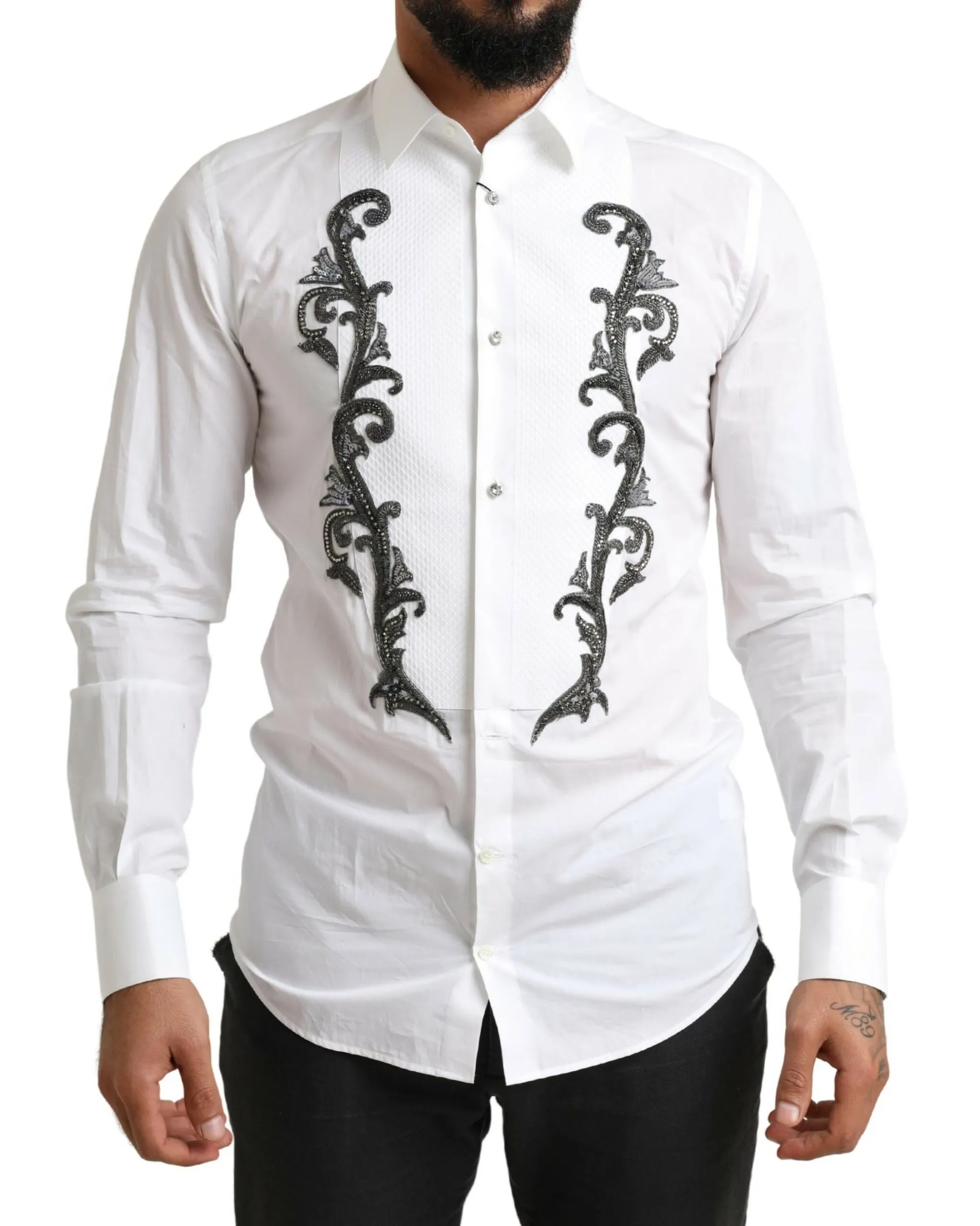 Dolce & Gabbana Men's Italian Designer Slim Fit Tuxedo Shirt