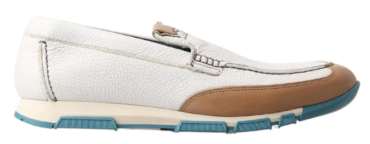 Dolce & Gabbana Men's Elegant White Leather Slipper Loafers