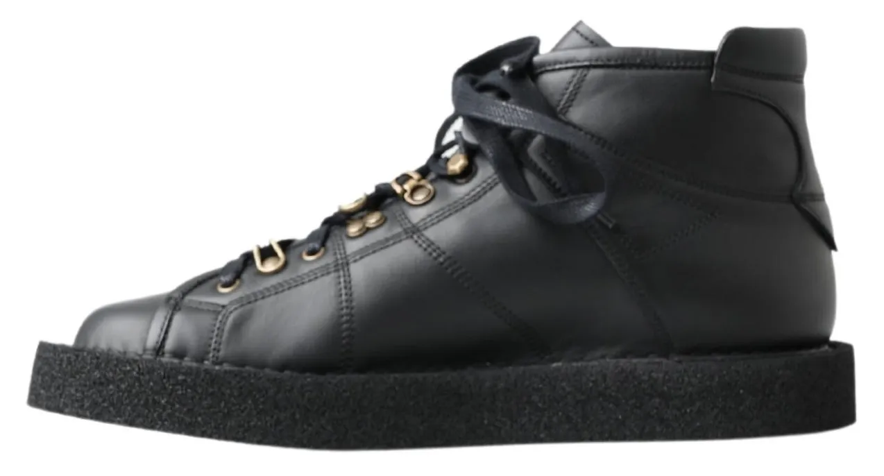 Dolce & Gabbana Men's Elegant Ankle Boots with Silver Chain Detail