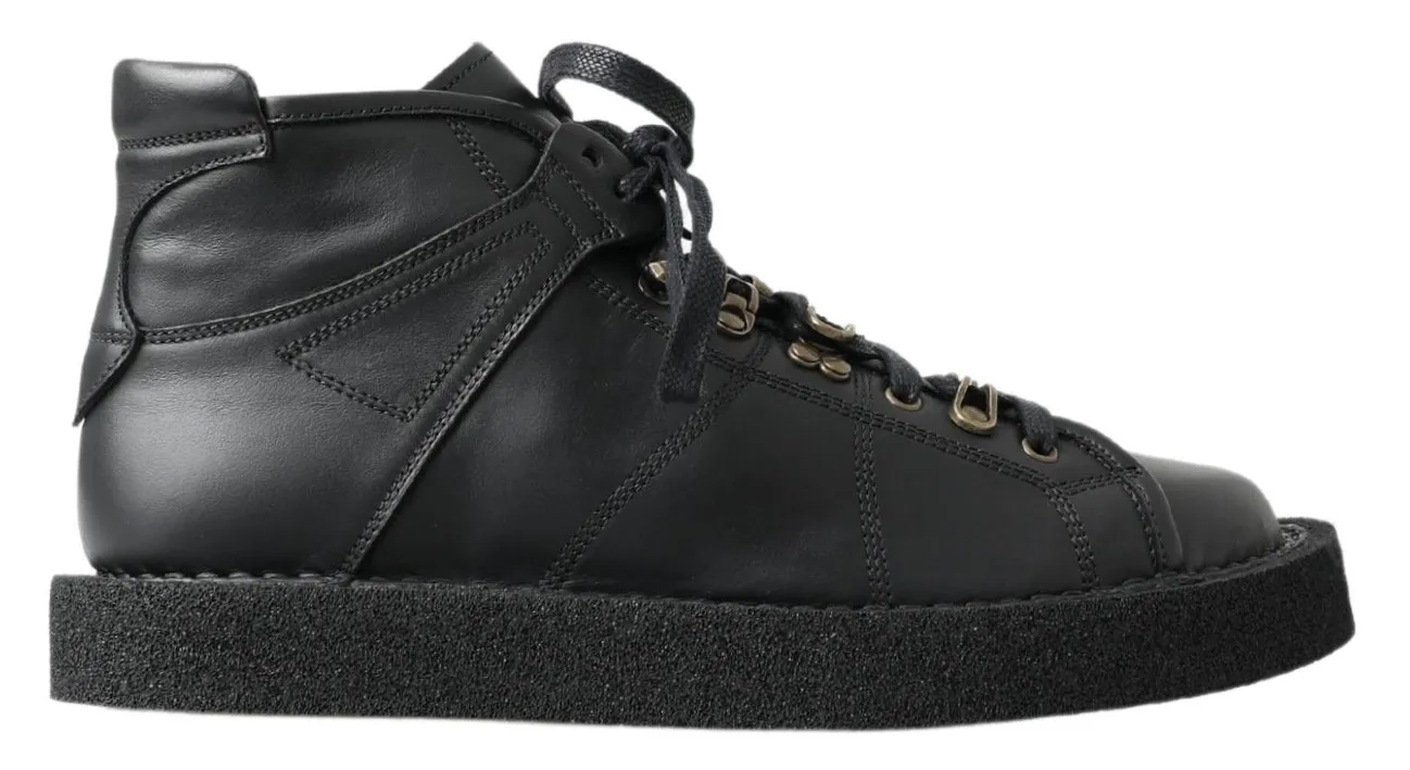 Dolce & Gabbana Men's Elegant Ankle Boots with Silver Chain Detail