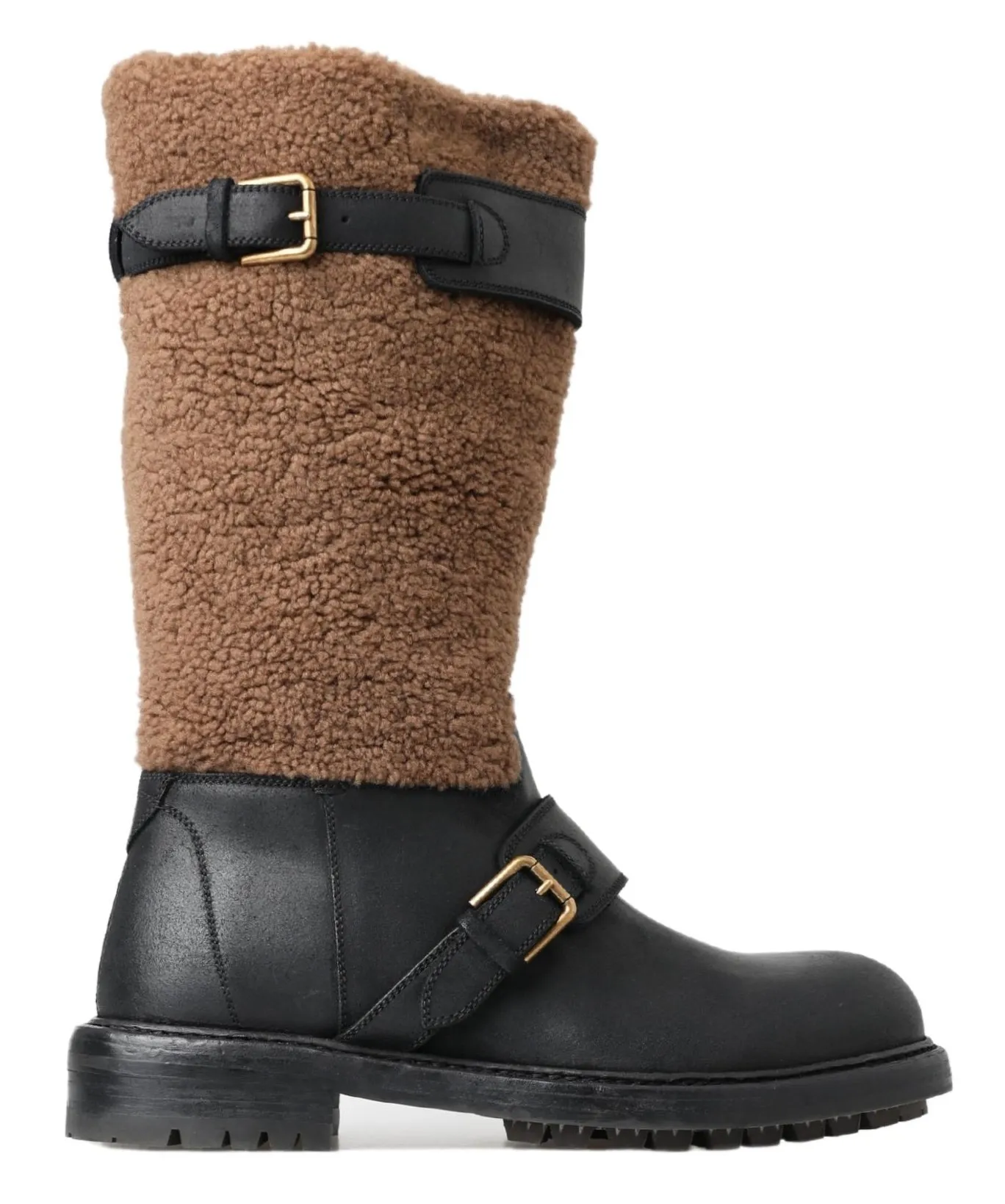 Dolce & Gabbana Men's Black Shearling Leather Long Boots