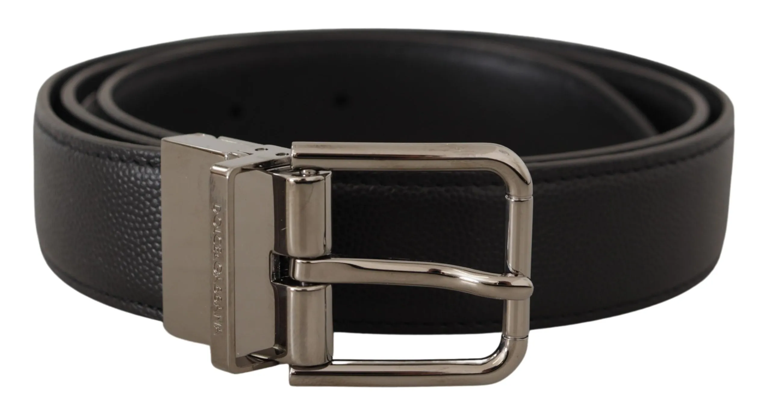 Dolce & Gabbana Men's Elegant Black Leather Buckle Belt