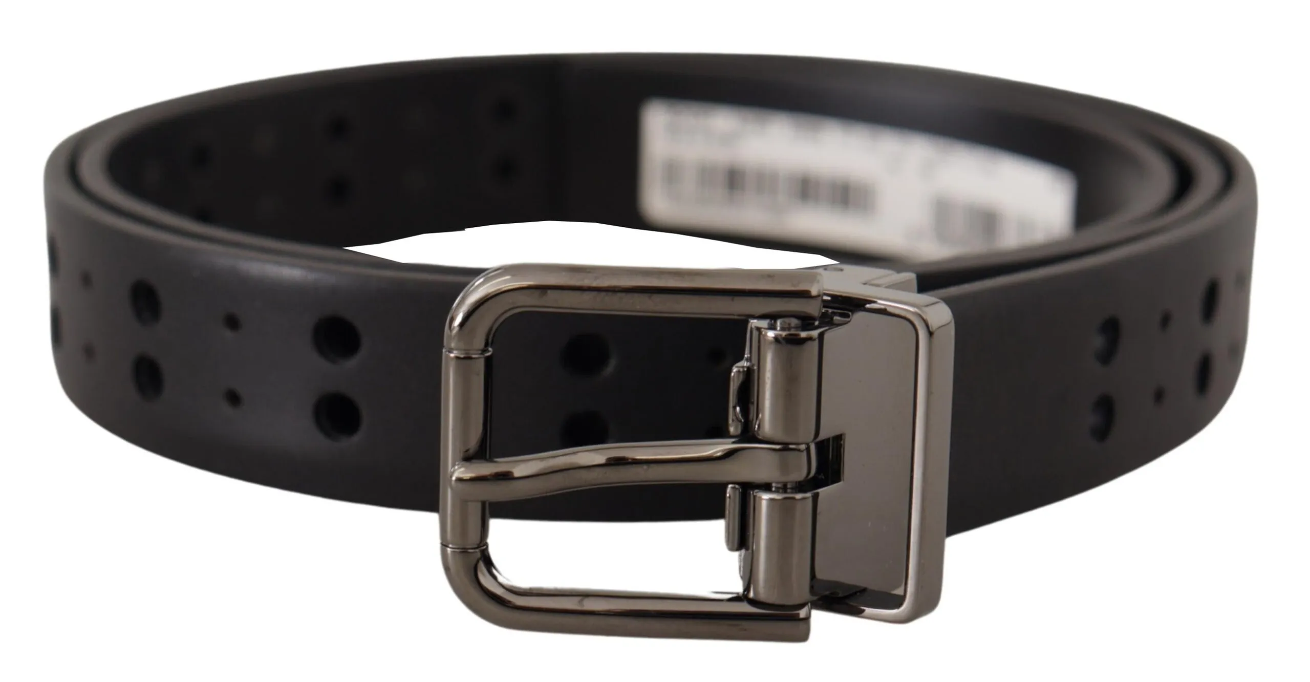 Dolce & Gabbana Men's Elegant Black Leather Belt with Metal Buckle