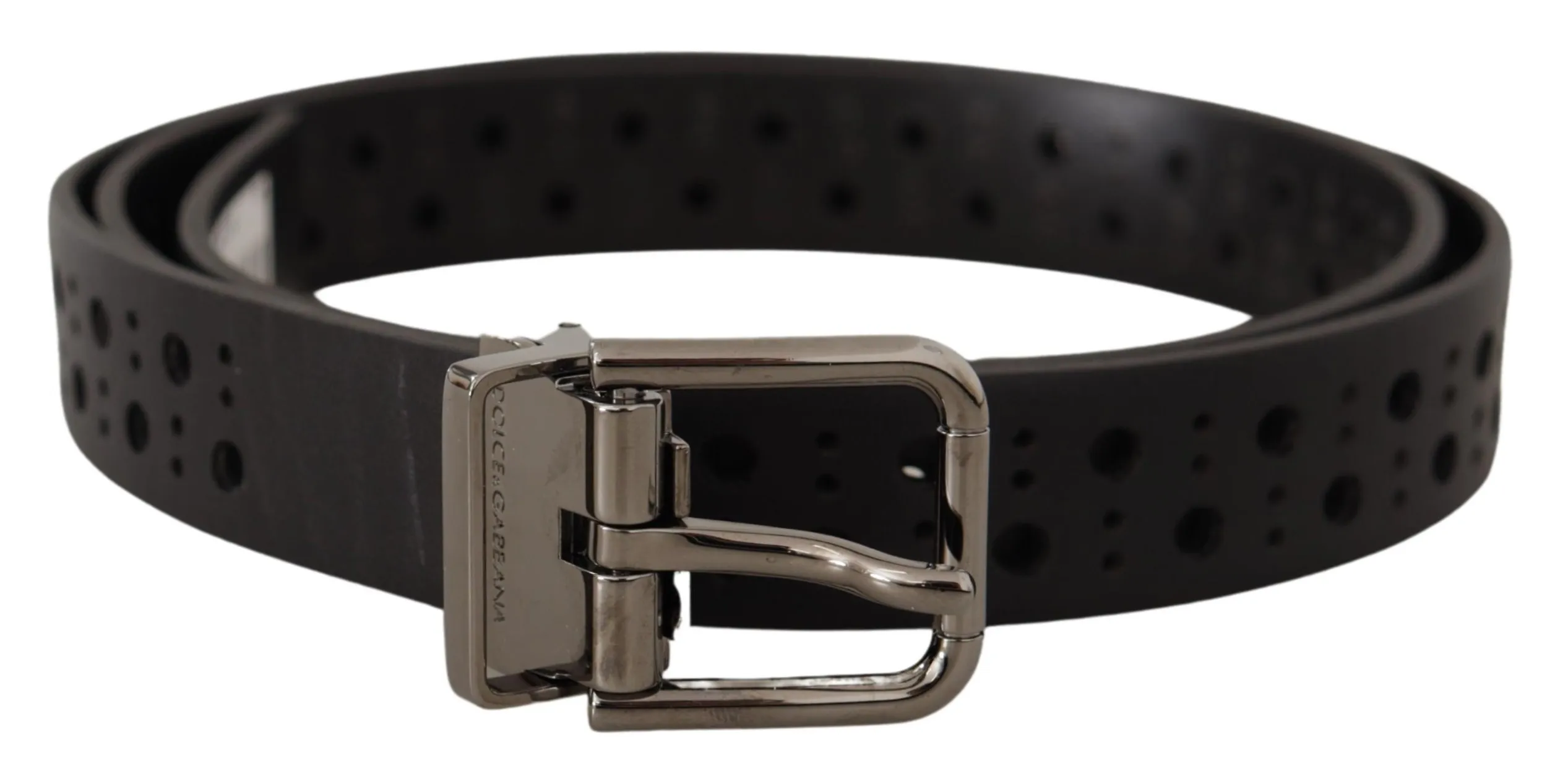 Dolce & Gabbana Men's Elegant Black Leather Belt with Metal Buckle