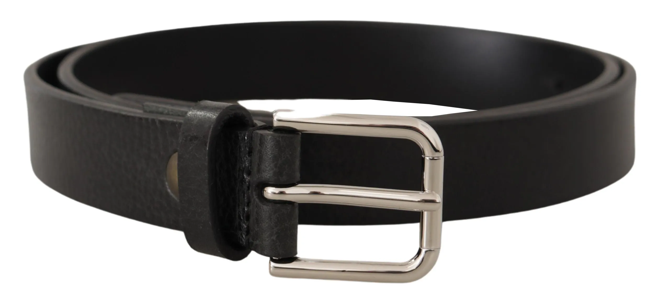 Dolce & Gabbana Men's Elegant Black Leather Belt with Metal Buckle