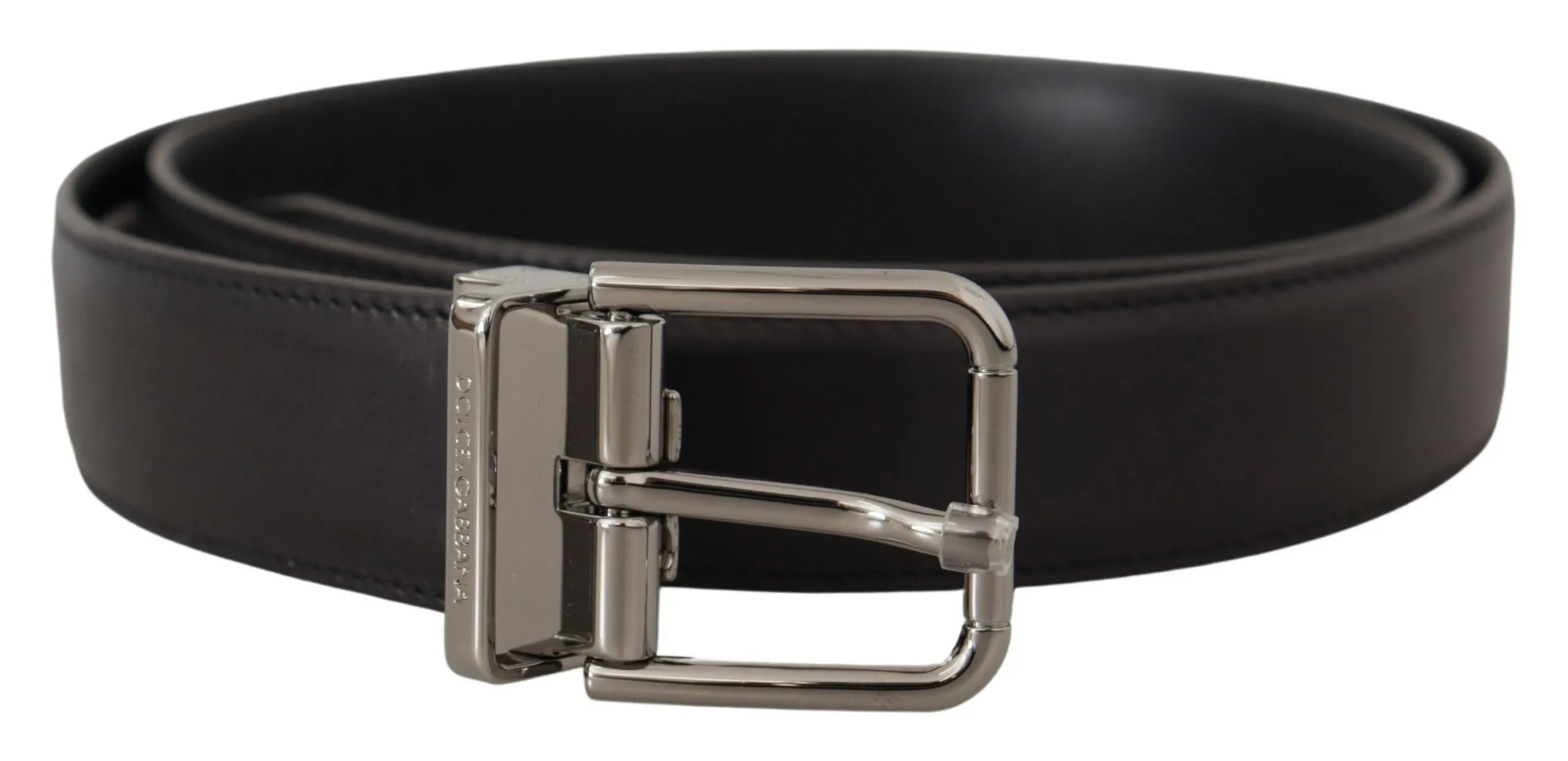 Dolce & Gabbana Men's Elegant Black Leather Belt with Metal Buckle