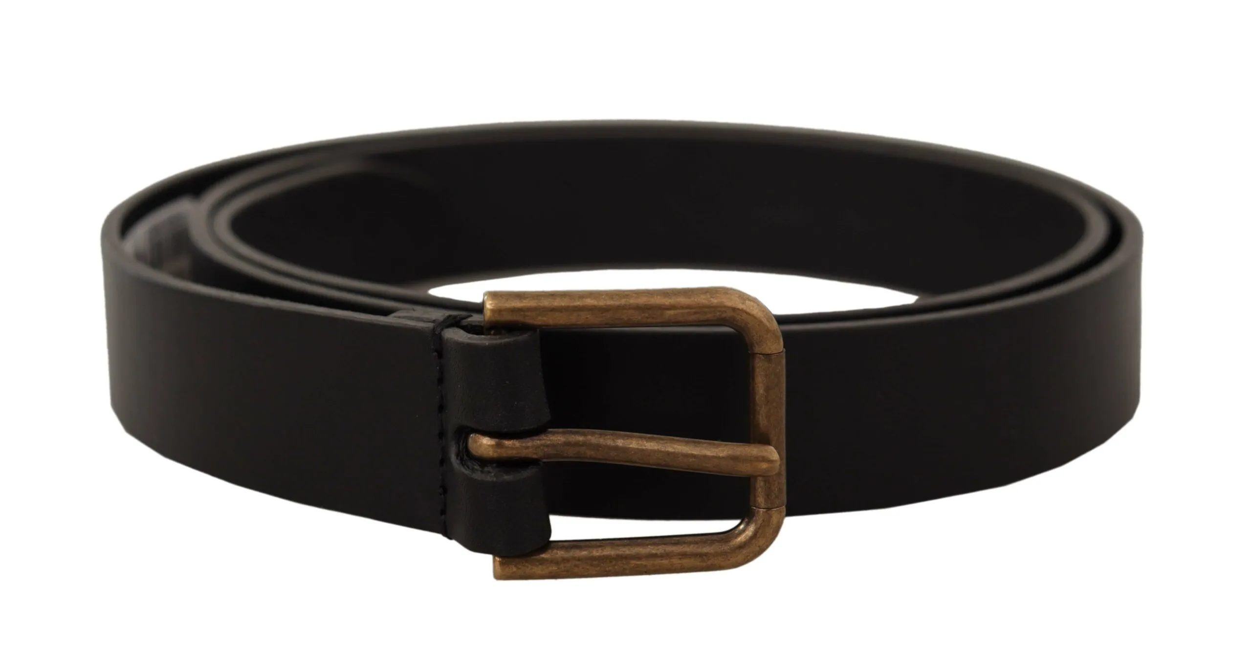 Dolce & Gabbana Men's Elegant Black Leather Belt with Metal Buckle