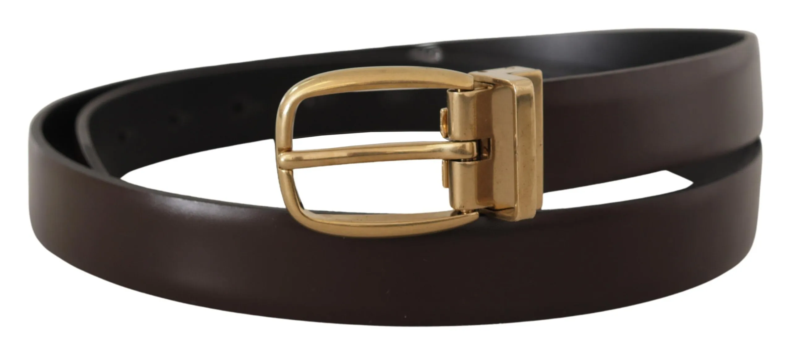 Dolce & Gabbana Men's Elegant Dark Brown Leather Belt