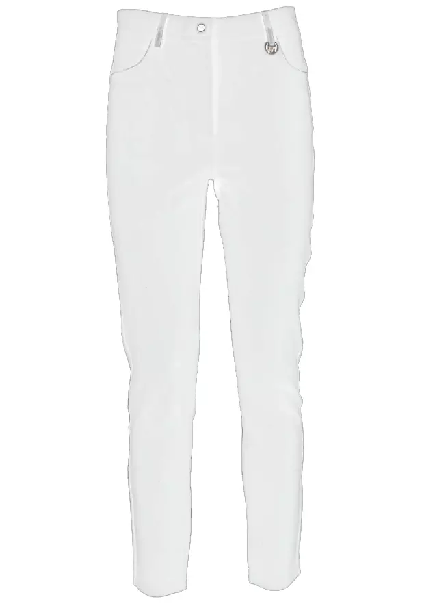 Yes Zee Women's Chic White Slim-Fit Milano Stitch Trousers