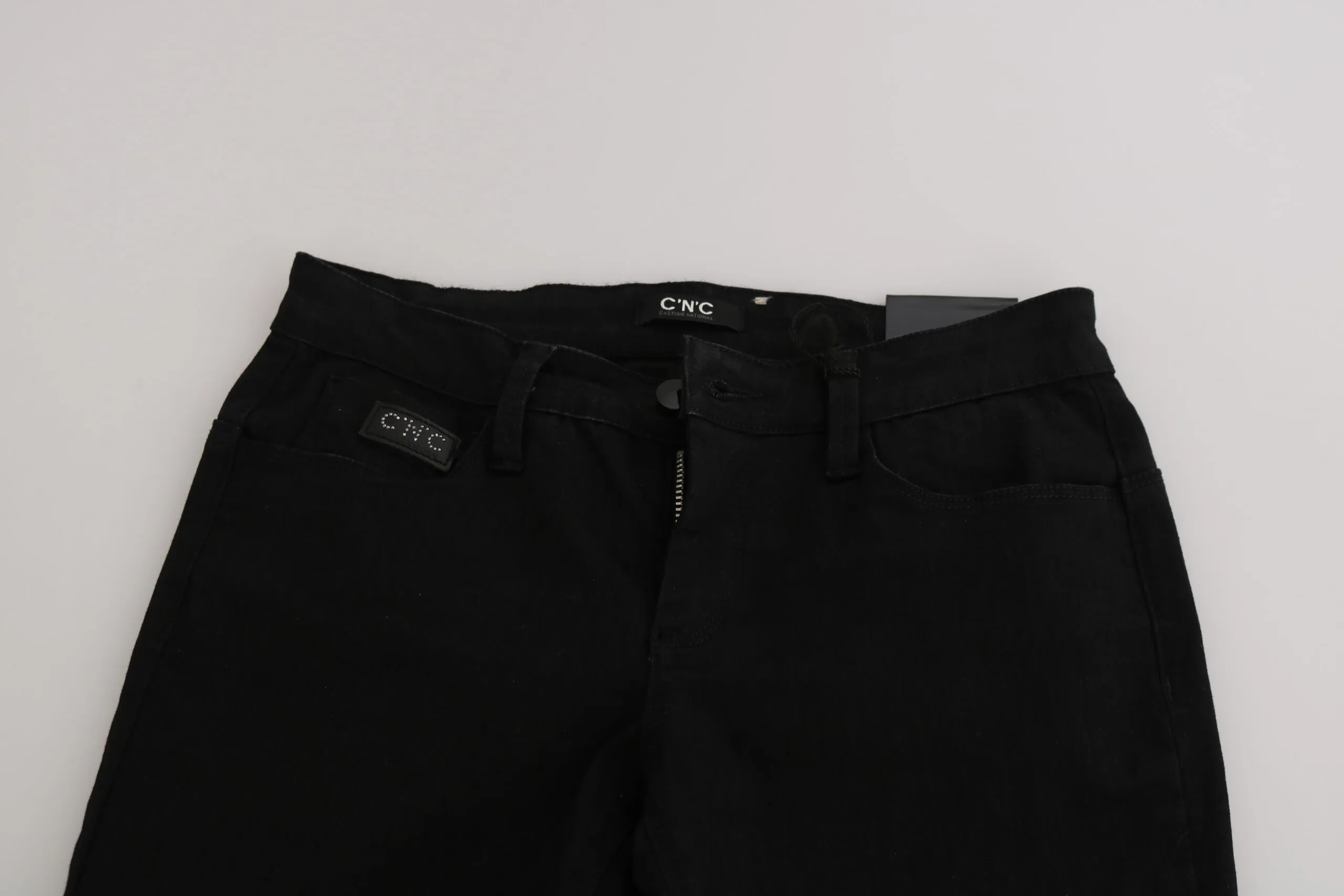 Costume National Women's Elegant Black Mid Waist Slim Fit Jeans