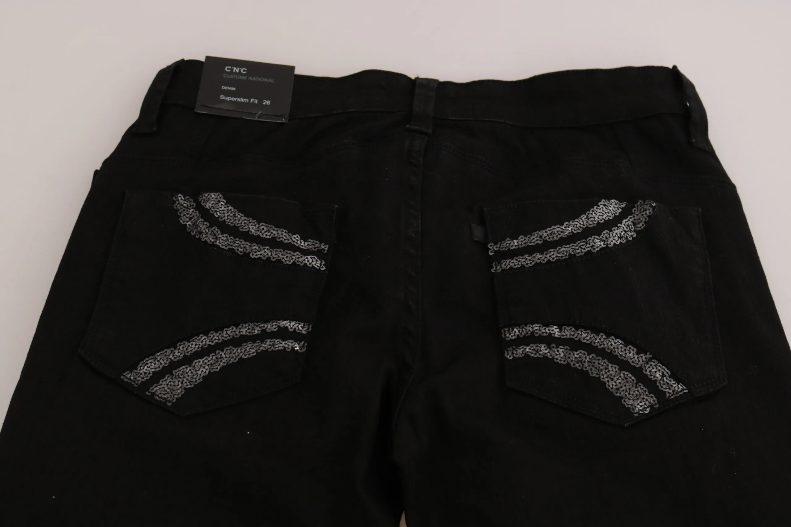 Costume National Women's Elegant Black Mid Waist Slim Fit Jeans