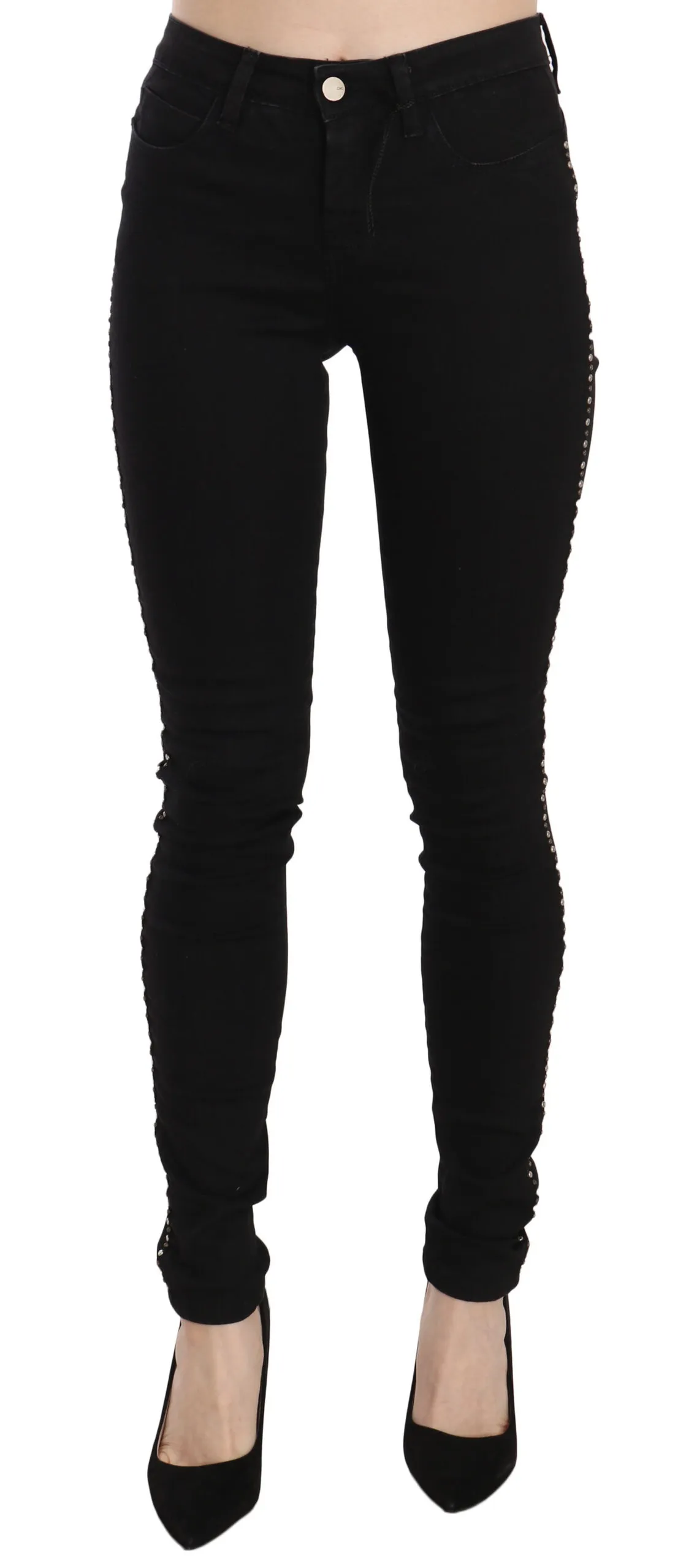 Costume National Women's Chic Mid Waist Skinny Black Denim