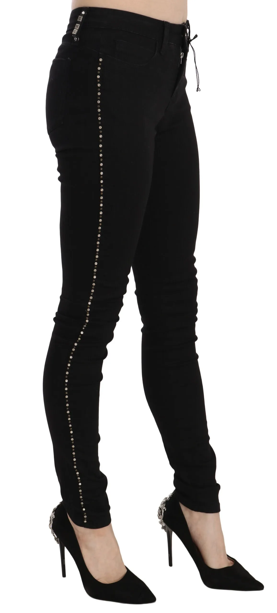 Costume National Women's Chic Mid Waist Skinny Black Denim